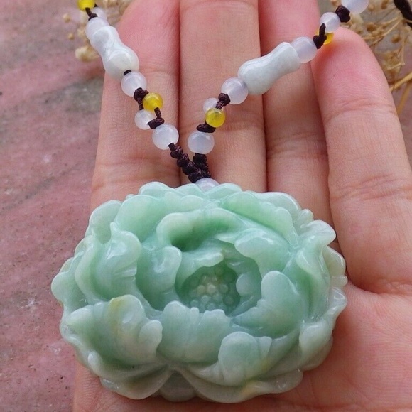Certified Green Natural A Jade jadeite pendant Orchid Flower Necklace 花开富贵 - Picture 3 of 11